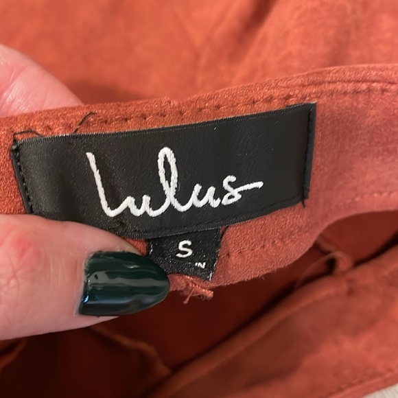 Dear Friends Rust Red Vegan Suede High Waisted Pants - Picture 10 of 13